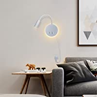 Budbuddy Luz De Lectura Blanca Apliques Para Lectura en Interior Lámpara De Lectura LED Lámpara De Cama Lámpara De Pared…